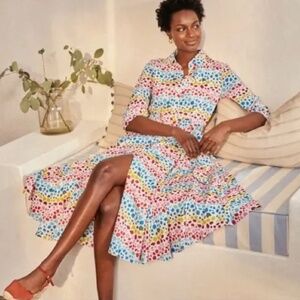NWT Boden Kitty Midi Dress Rainbow Leopard Cotton Shirtdress 14R US size